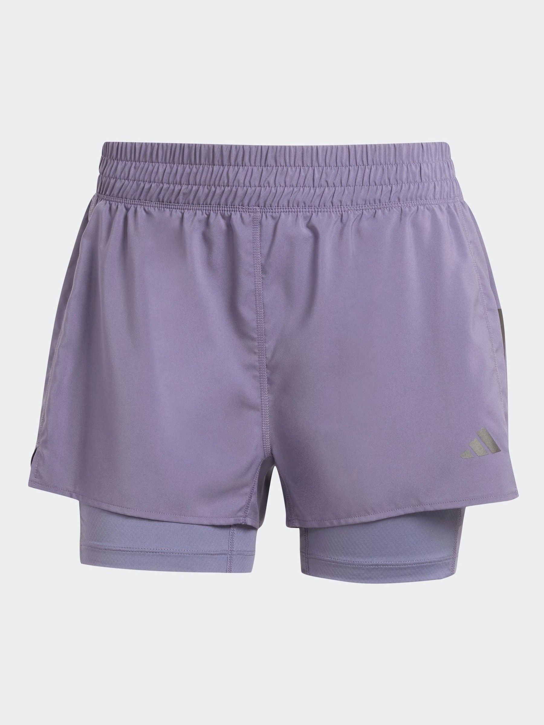 Lichtpaars - adidas Own The Run short met 3 strepen