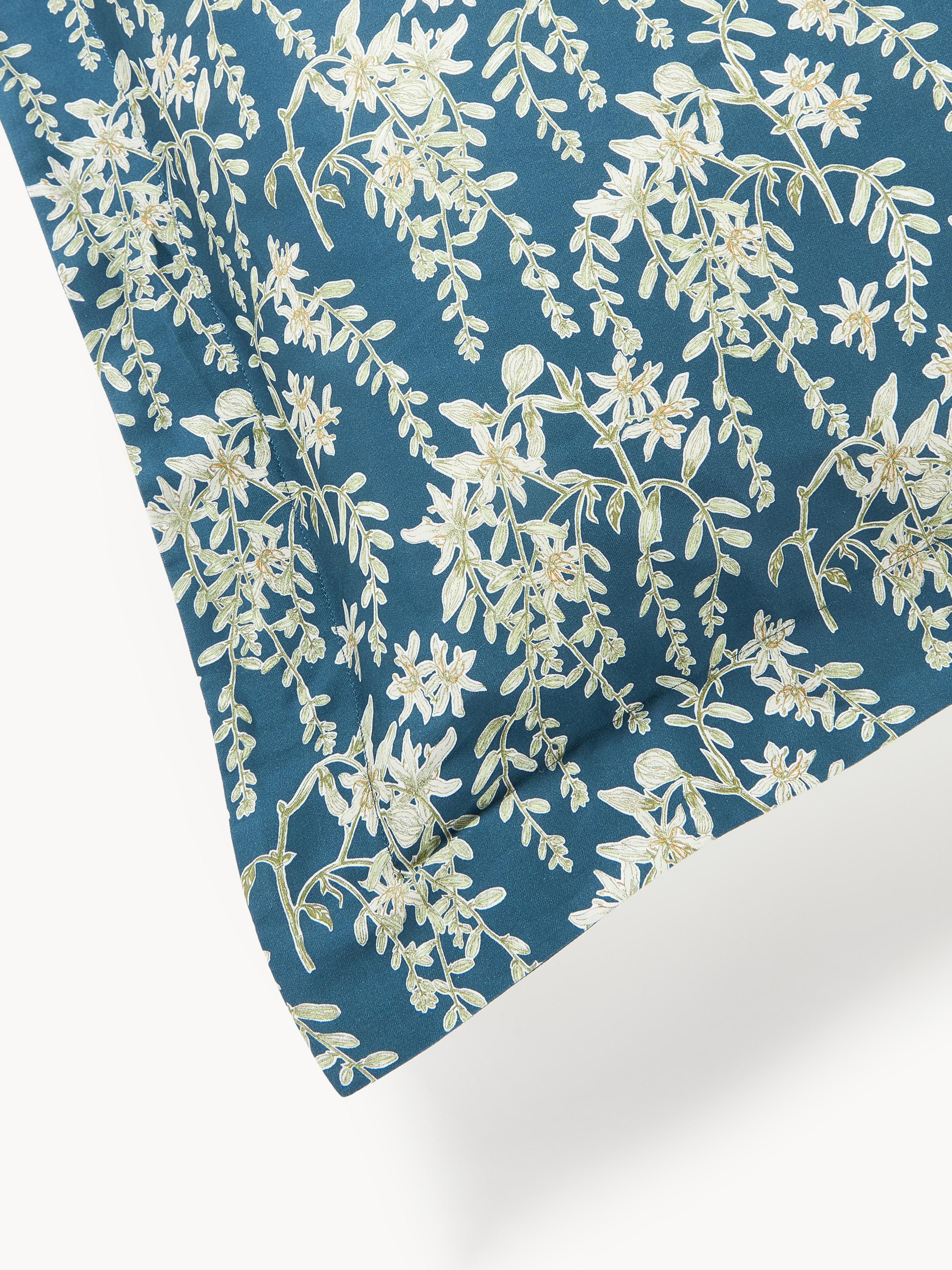Katoensatijnen kussenhoes Leticia met bloemenprint