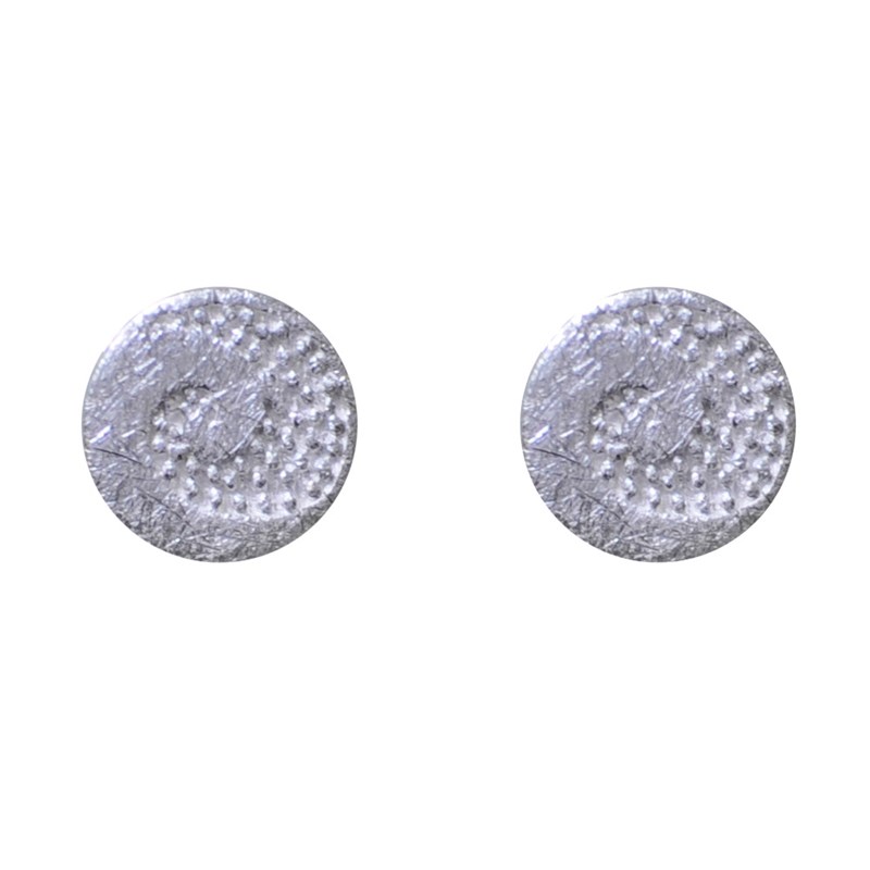 Boucles d'Oreilles Clous Argent Médaille Ronde Tourbillon