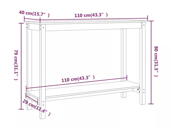 Table console Blanc 110x40x80 cm Bois massif de pin