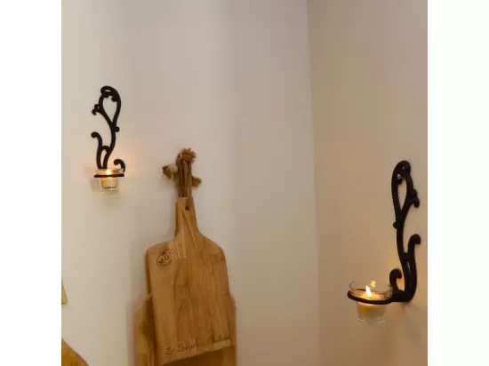 Bougeoir mural en fonte marron 25 x 10 cm