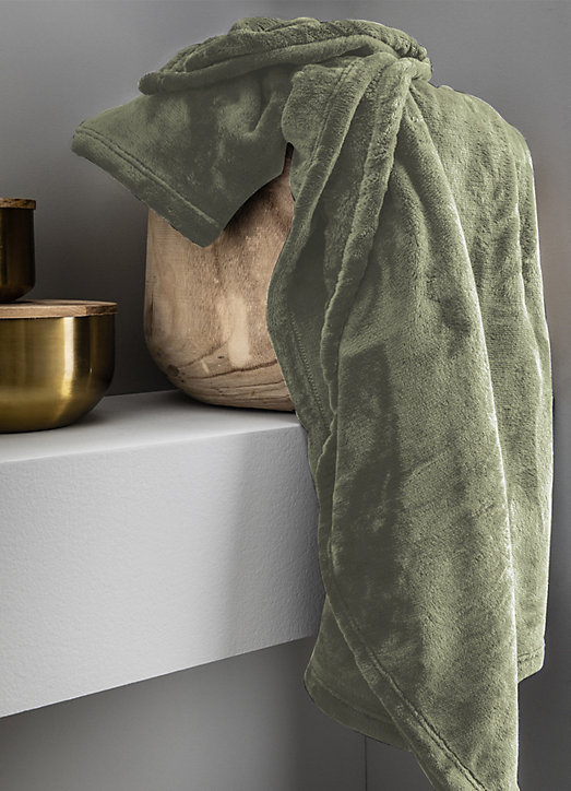 Plaid microplush vert L.150 x l.120 cm