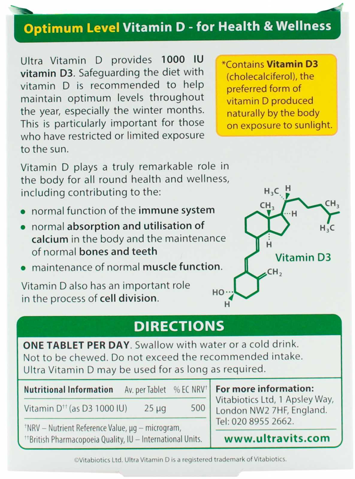 Vitabiotics Ultra Vitamina D3 96 comprimidos