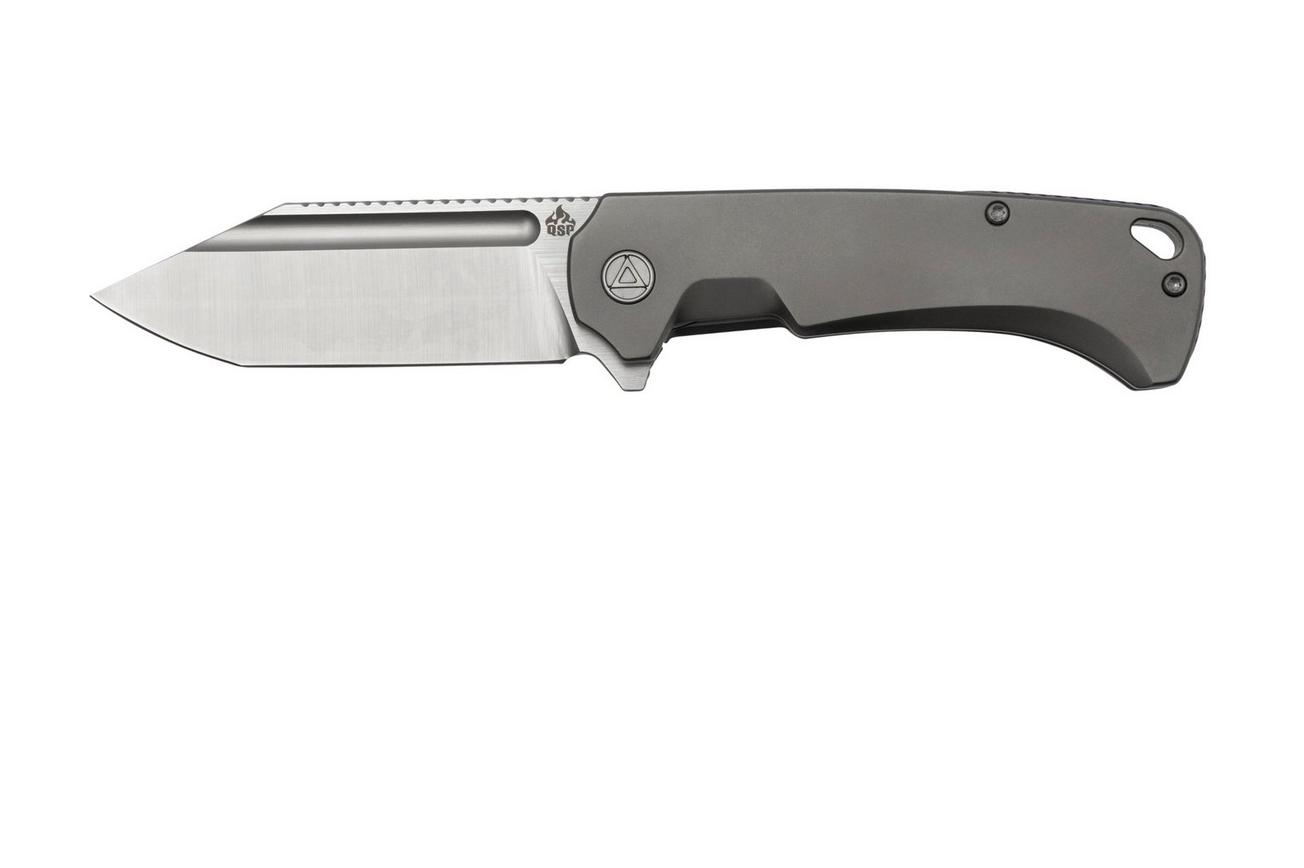 QSP Knife Rhino QS143-A, M390, Bead Blasted Titanium, MokuTi hardware, zakmes