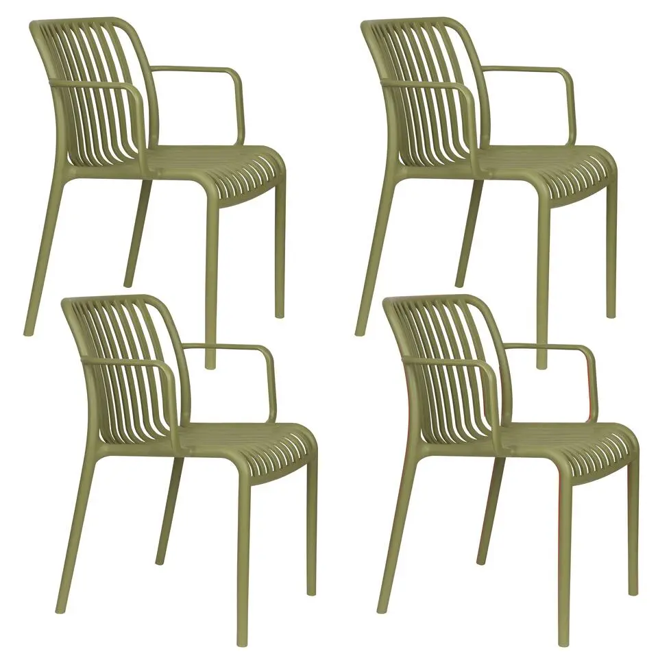 Housecraft Living Mante Tuinstoelen Armleuning Kunststof Groen - Set van 4