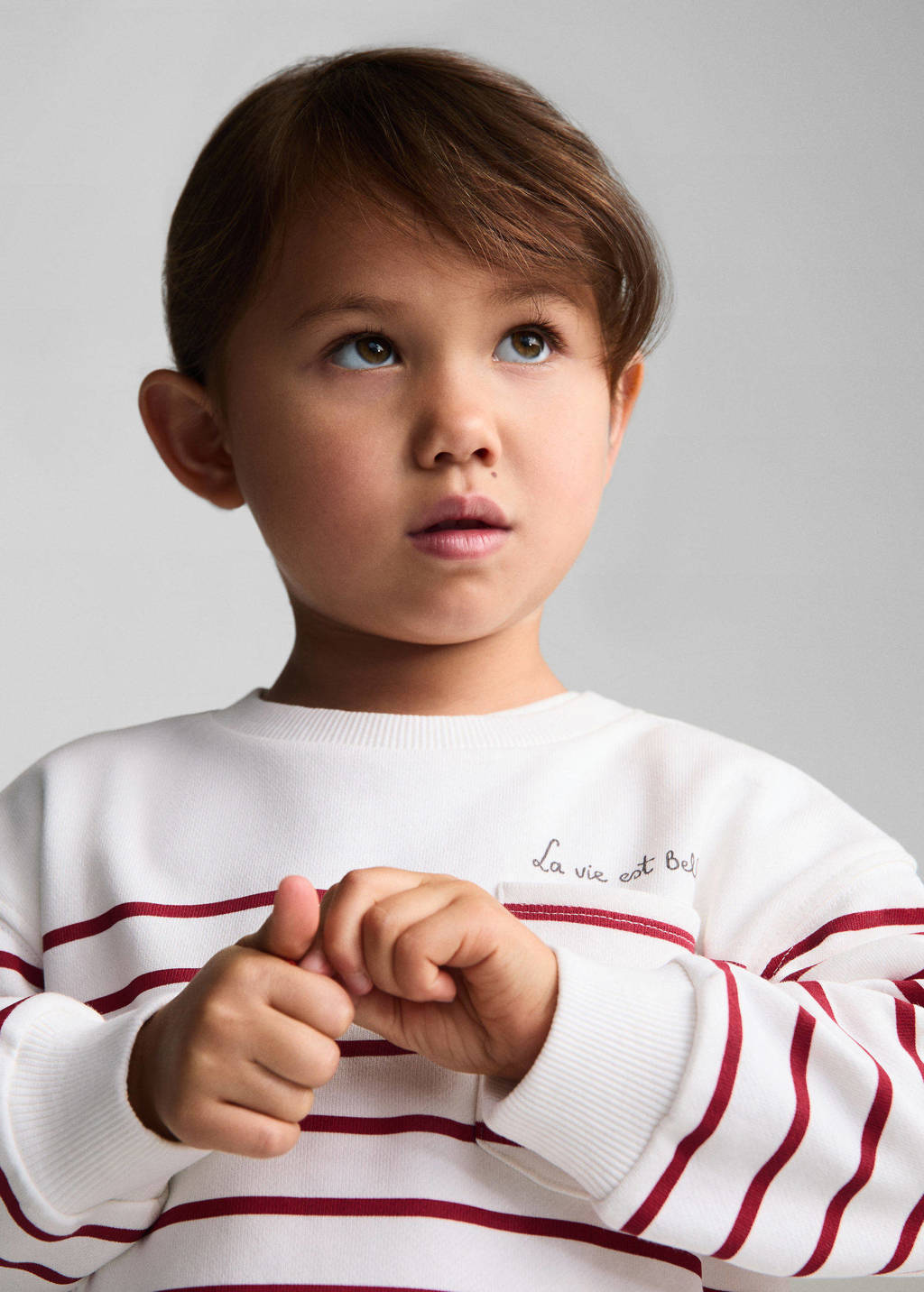 Mango Kids gestreepte sweater wit/rood
