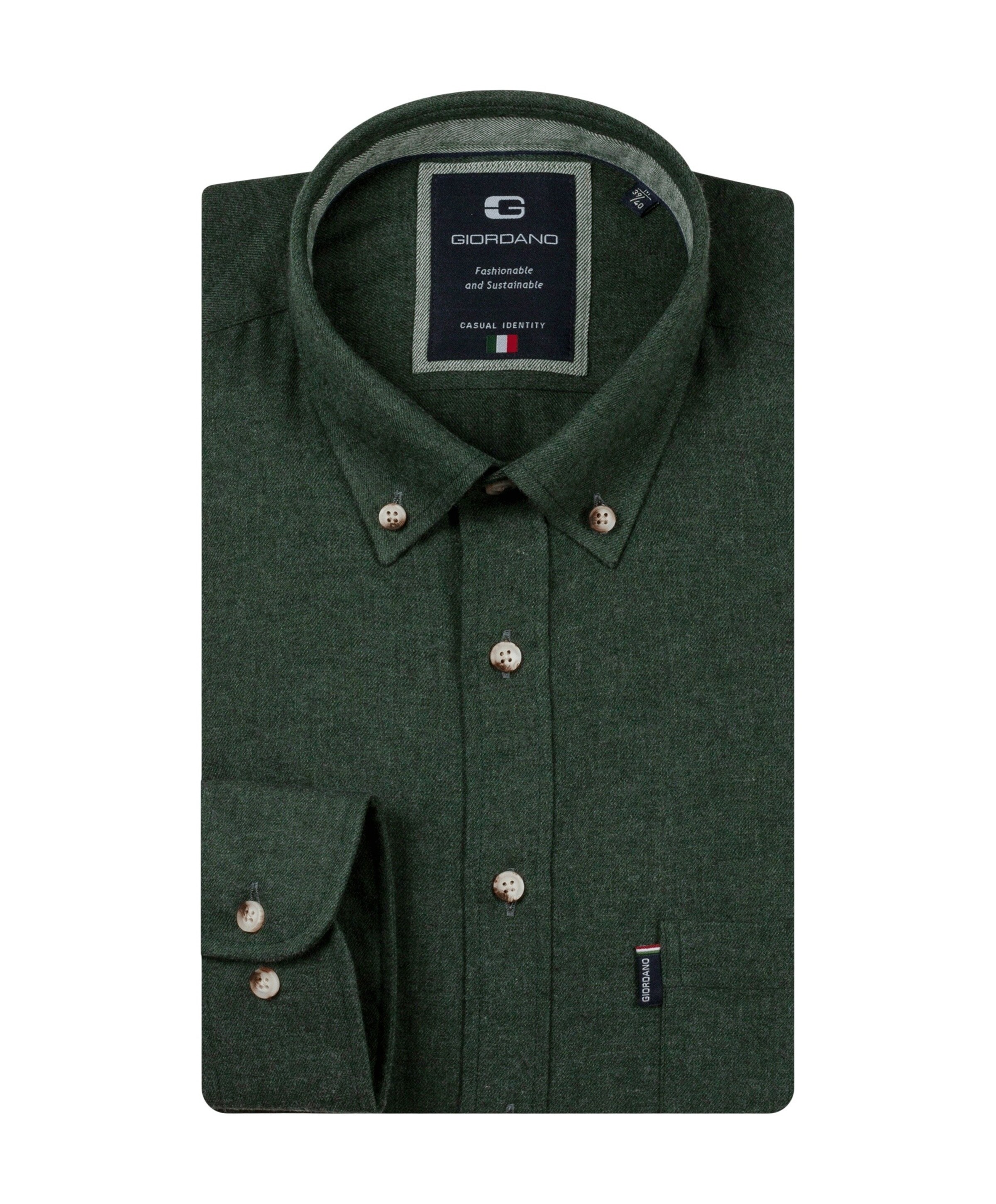 Giordano Heren overhemd lange mouw groen
