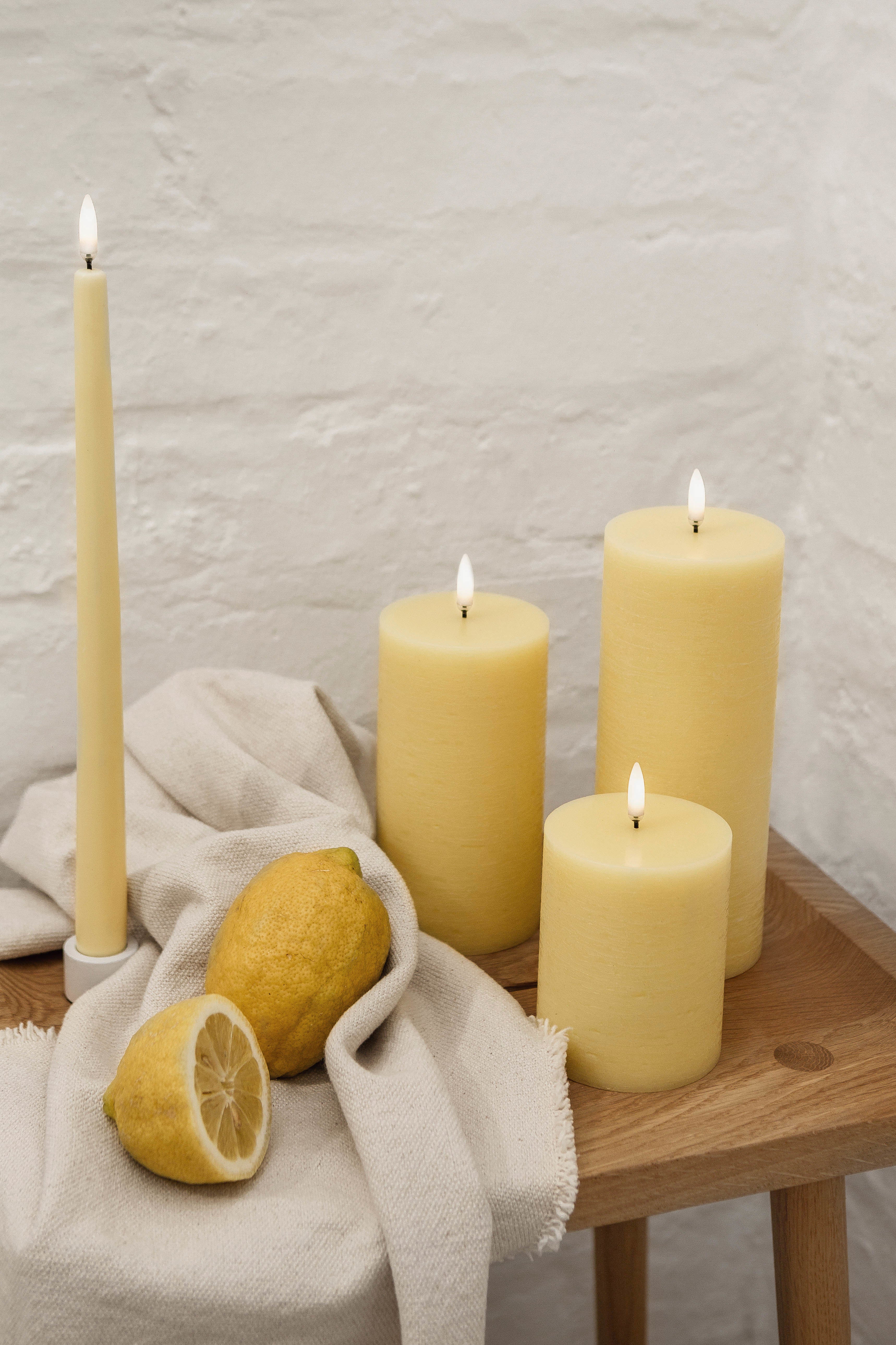 Uyuni  LED Rustic pillar lys, Wheat Yellow - H15 cm.