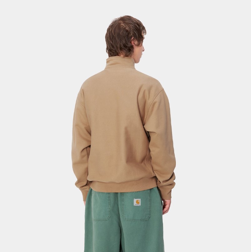 Carhartt WIP Half Zip American Script Sweat Peanut