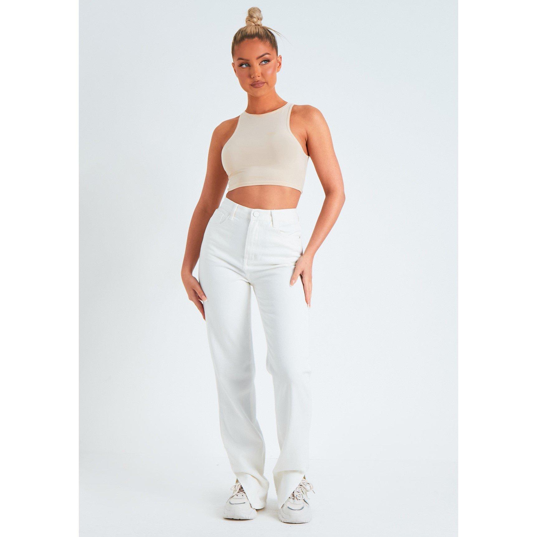 Missy Empire Denim Straight Leg Split Detail Jeans