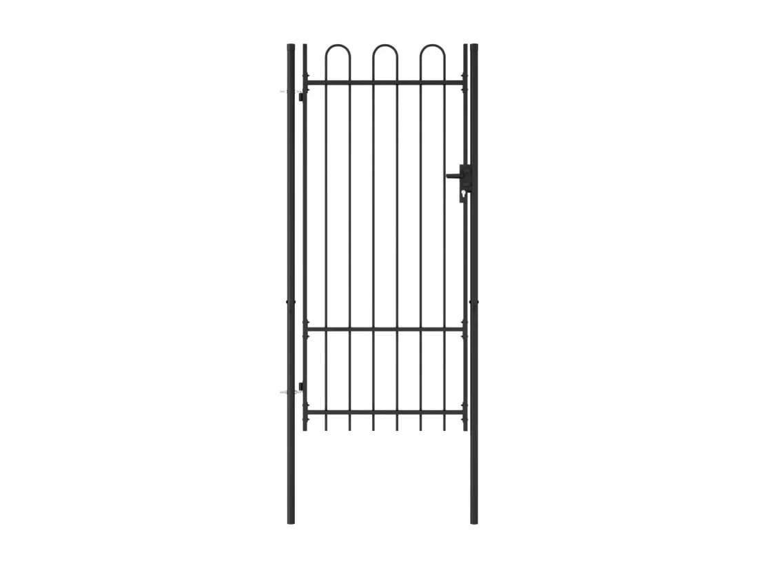 Portillon simple porte avec dessus arqué Acier 1x2 m Noir