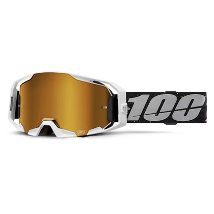 Masque cross 100% ARMATIC RapidRacer - Ecran Mirror True Gold 2025 - Blanc / Noir