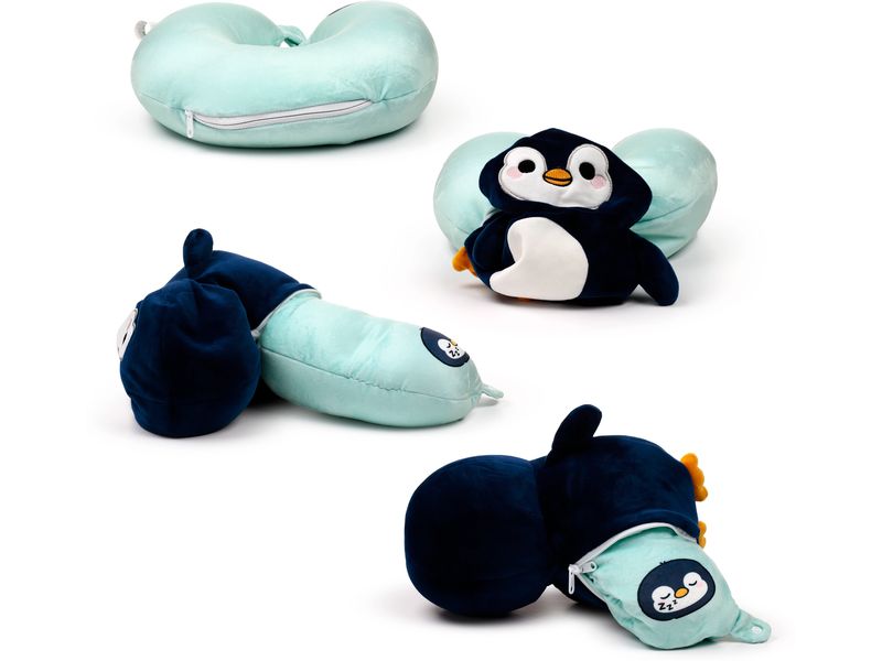 Sombo Reisekissen Plüsch 2 in 1 Pinguin Plüsch Memory Foam Reisekissen
