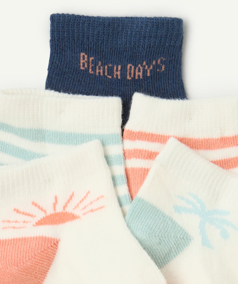 lot de 5 socquettes bébé garçon thème palmiers soleil et rayures