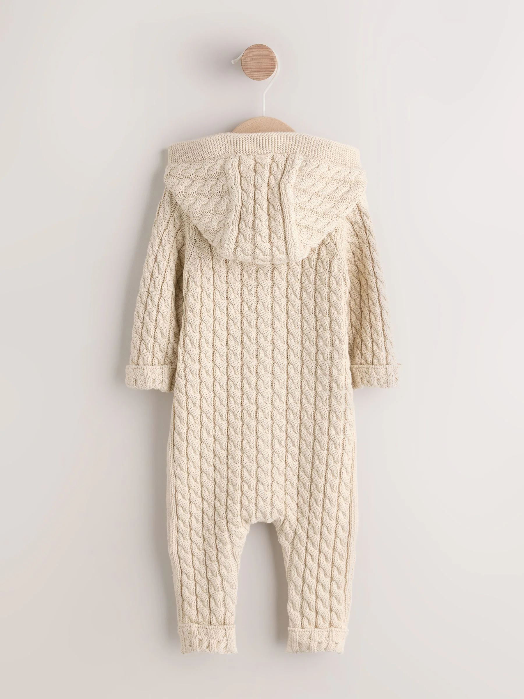 Crème - Baby Knit Hooded Romper (0mths-3yrs)