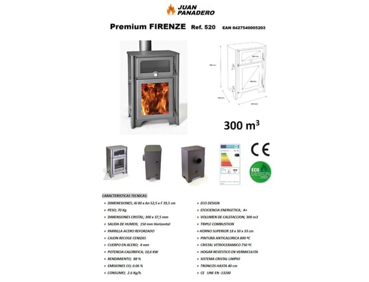 PANADERO - Poêle à bois modèle Firenze 10'6 kw