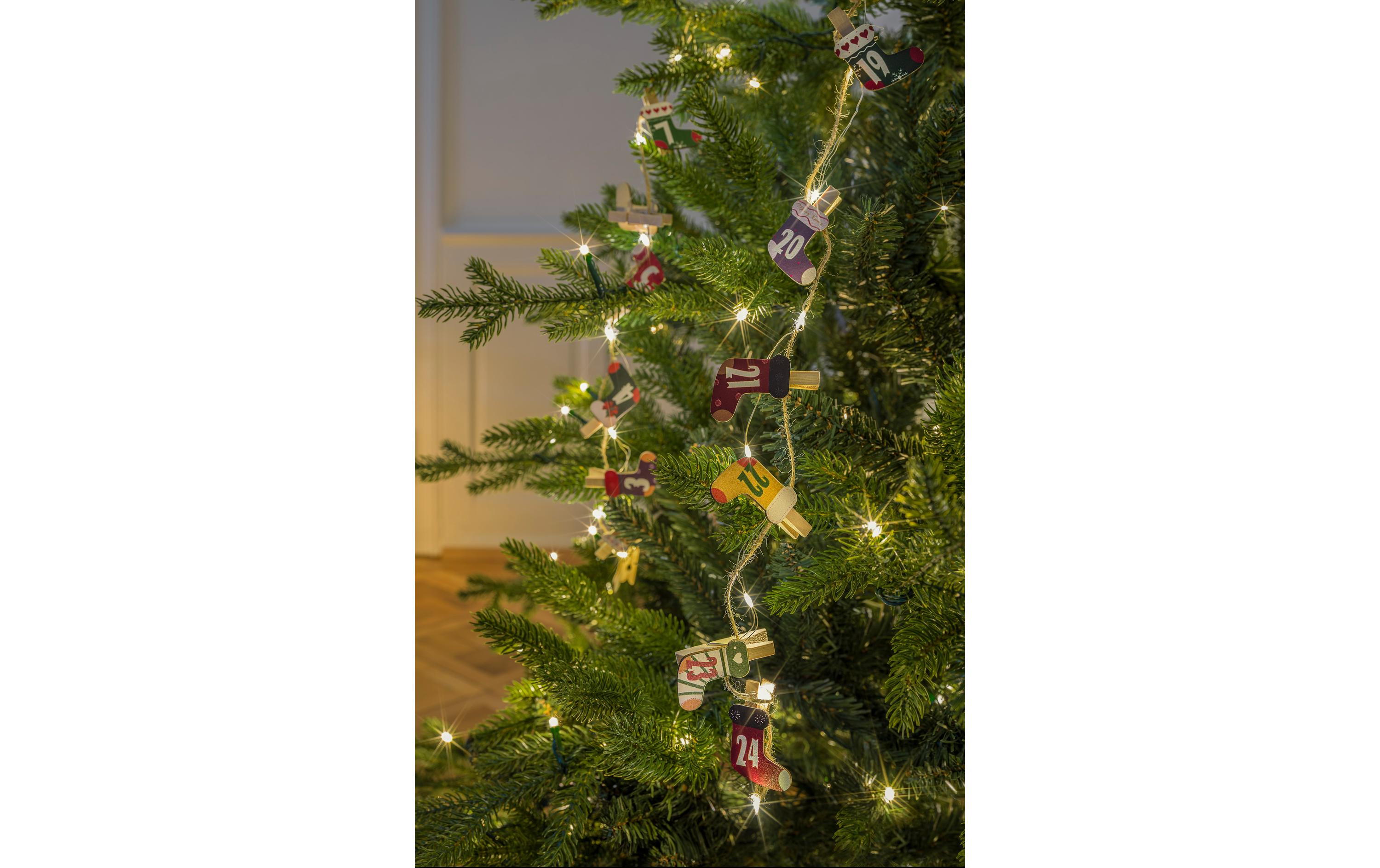 Adventskalender Clips Christmas Socks, 25 LEDs, 1.8 mLED Lichterkette