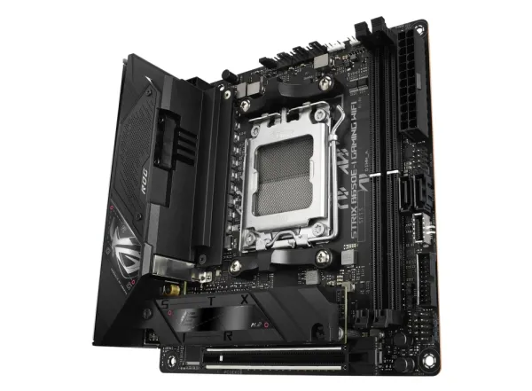 ASUS ROG Strix B650E-I Gaming WiFi - Bundkort - mini ITX - Socket AM5 - AMD B650 Chipset - USB-C 3.2 Gen 2x2, USB-C 3.2 Gen2, USB 3.2 Gen 2, USB 3.2 Gen 1 - 2.5 Gigabit LAN, Wi-Fi 6E - onboard grafik (CPU påkrævet) - HD Audio (8-kanaler)