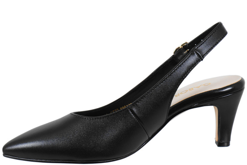 GABOR SLINGBACK PUMPS I SORT GLAT SKIND