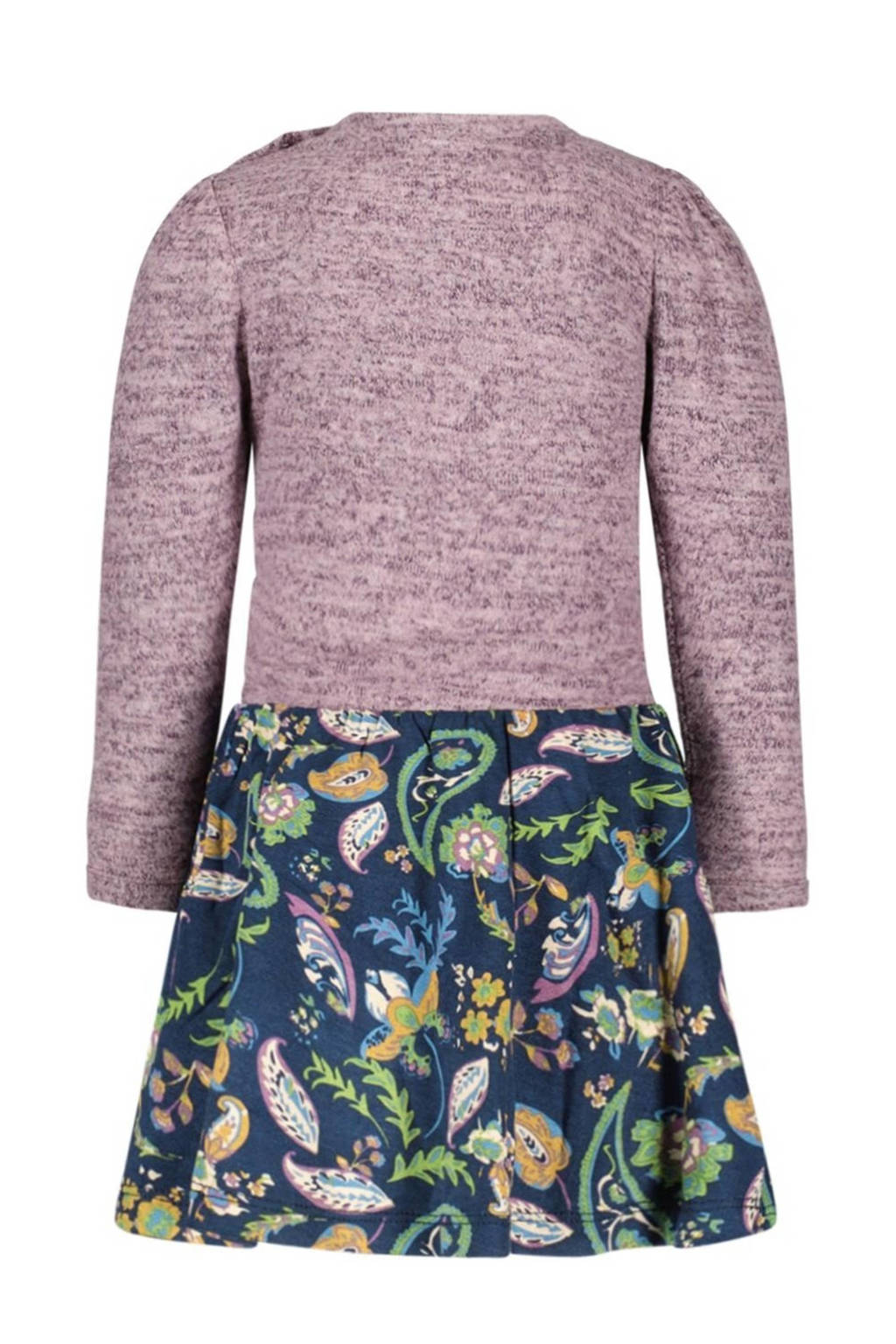 Like Flo jurk met all over print paars/donkerblauw