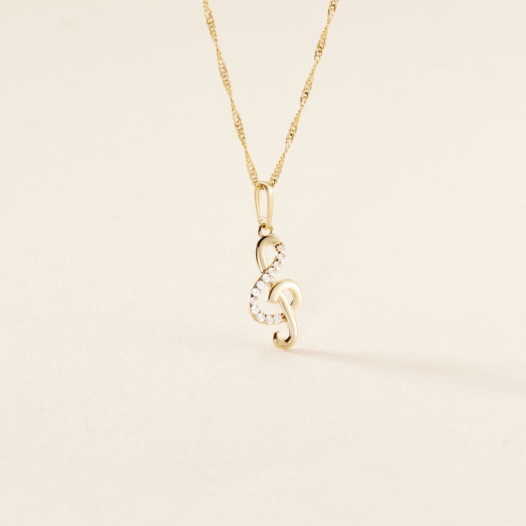Pendentif Caprais Or Jaune Oxydes De Zirconium