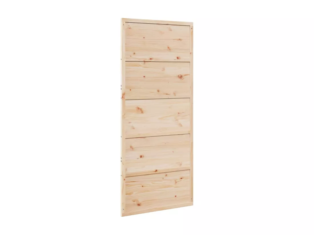 Porte de grange 90x208 cm bois massif de pin