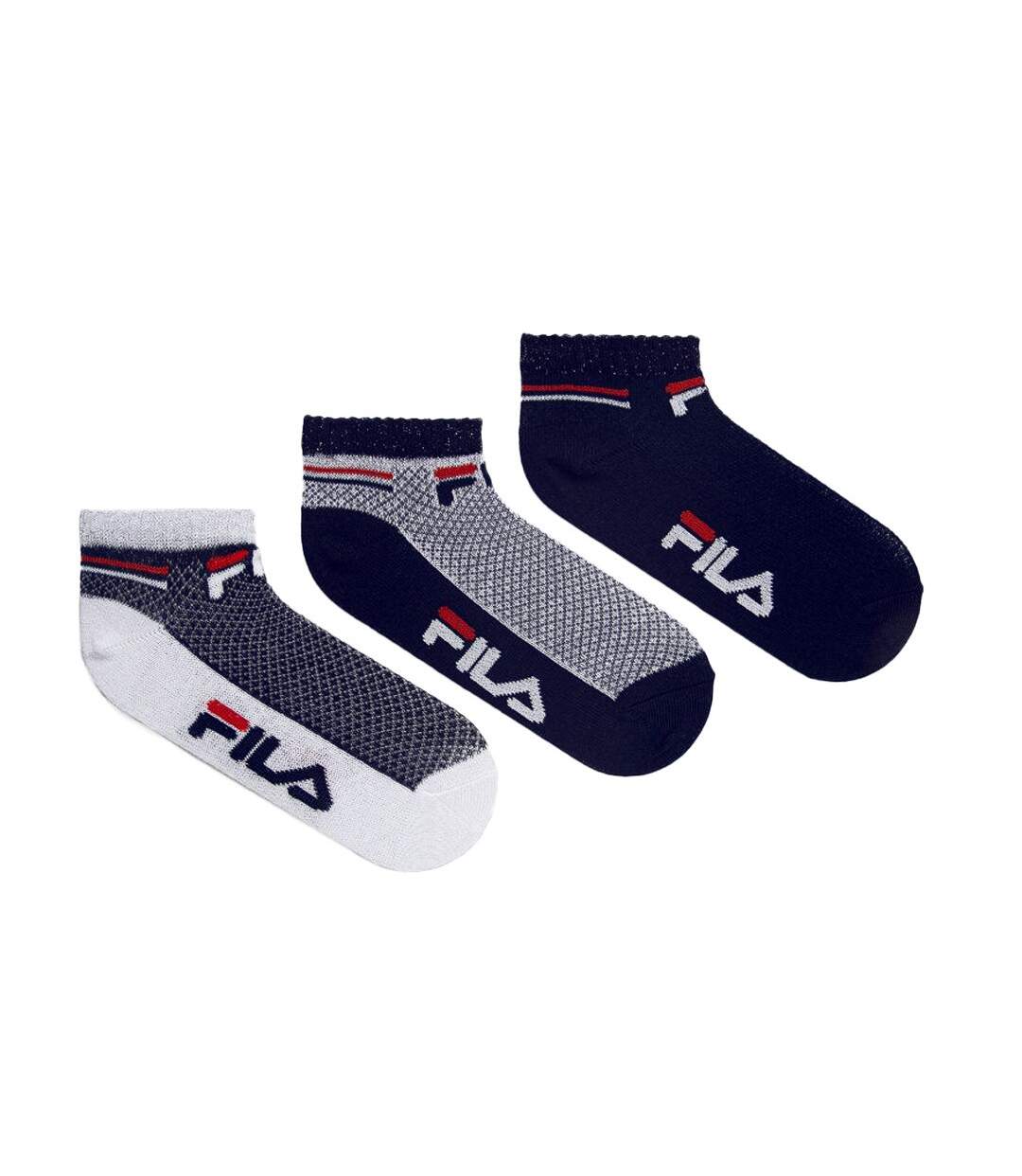 x3 Socquettes Marine/Blanc Femme Fila Calza Invisible