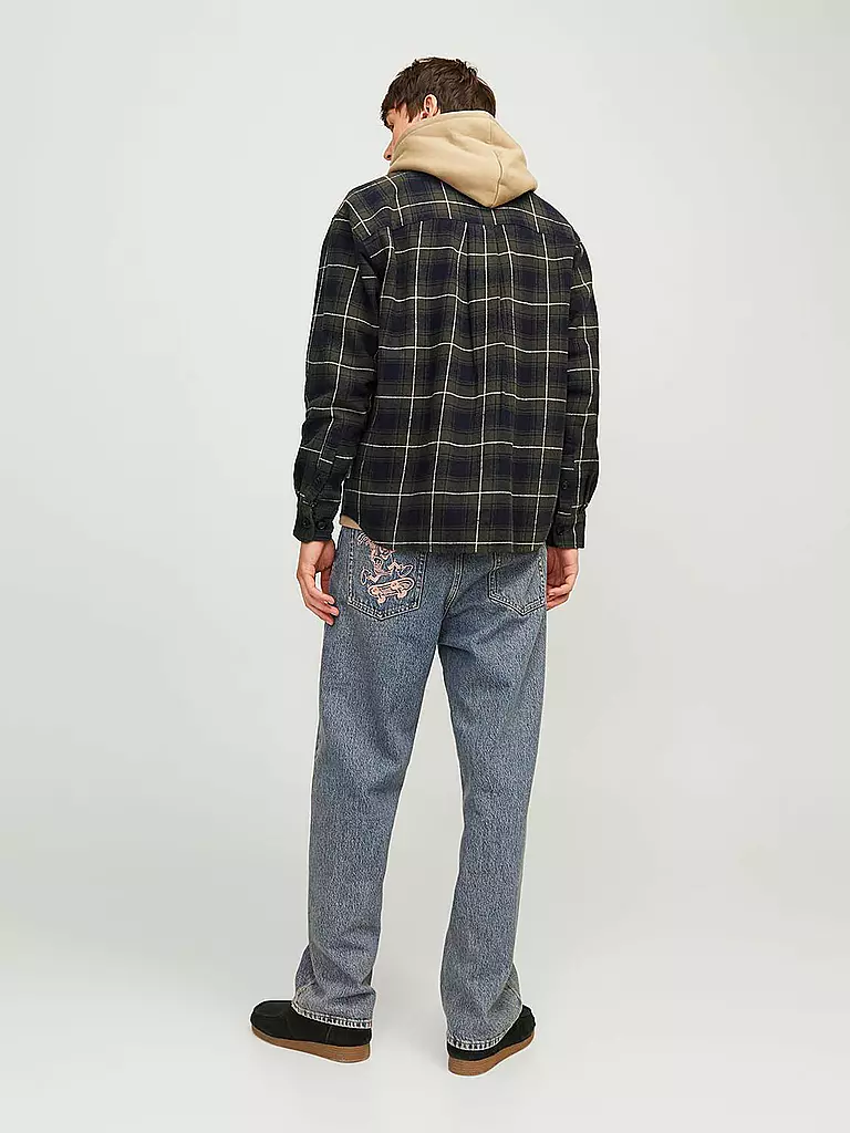 JACK & JONES Flannelhemd Overshirt JORFREDERIKSBERG  schwarz