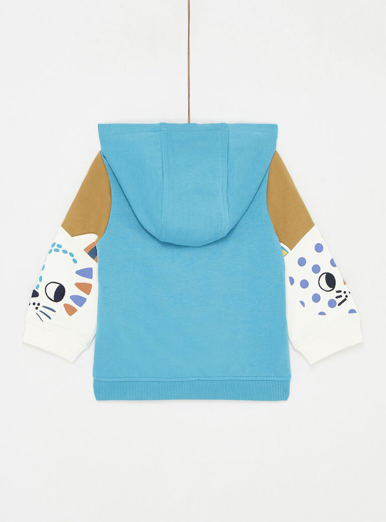 Gilet bicolore turquoise animé pour bébé garçon