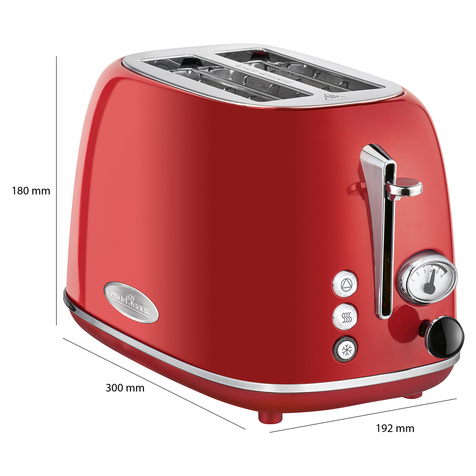 PROFICOOK 2 Scheiben-Toaster - rot-Edelstahl - mit Krümelschublade