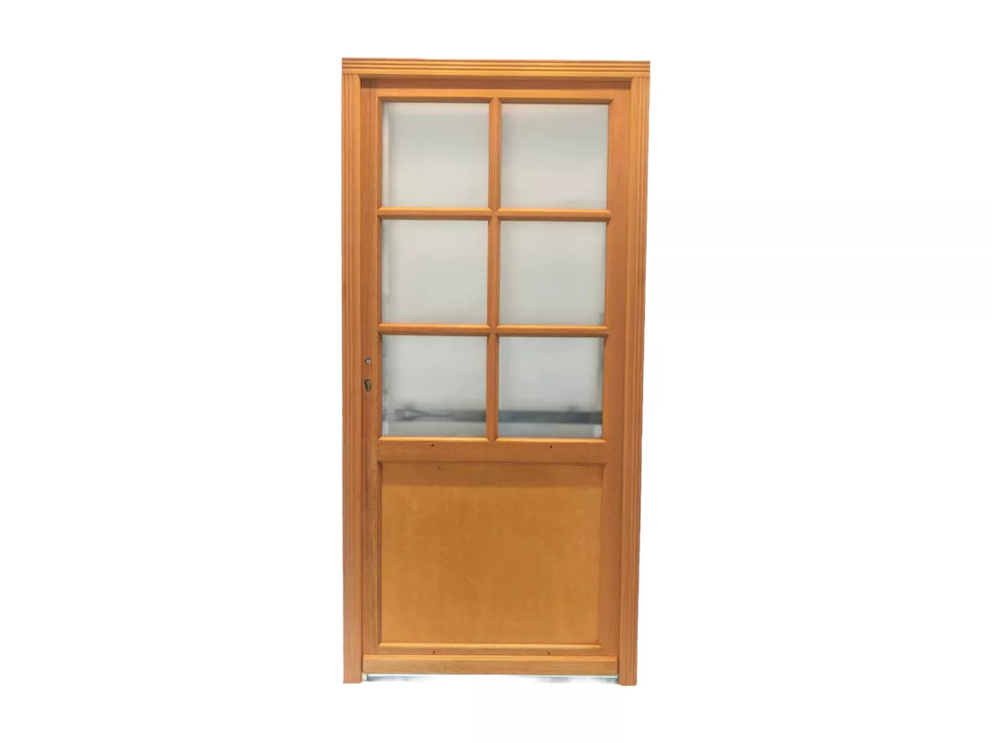 Porte De Service Bois Vitrée Naxos, H,215xl,90 P, Droit Côtes Tableau Gd Menuiseries
