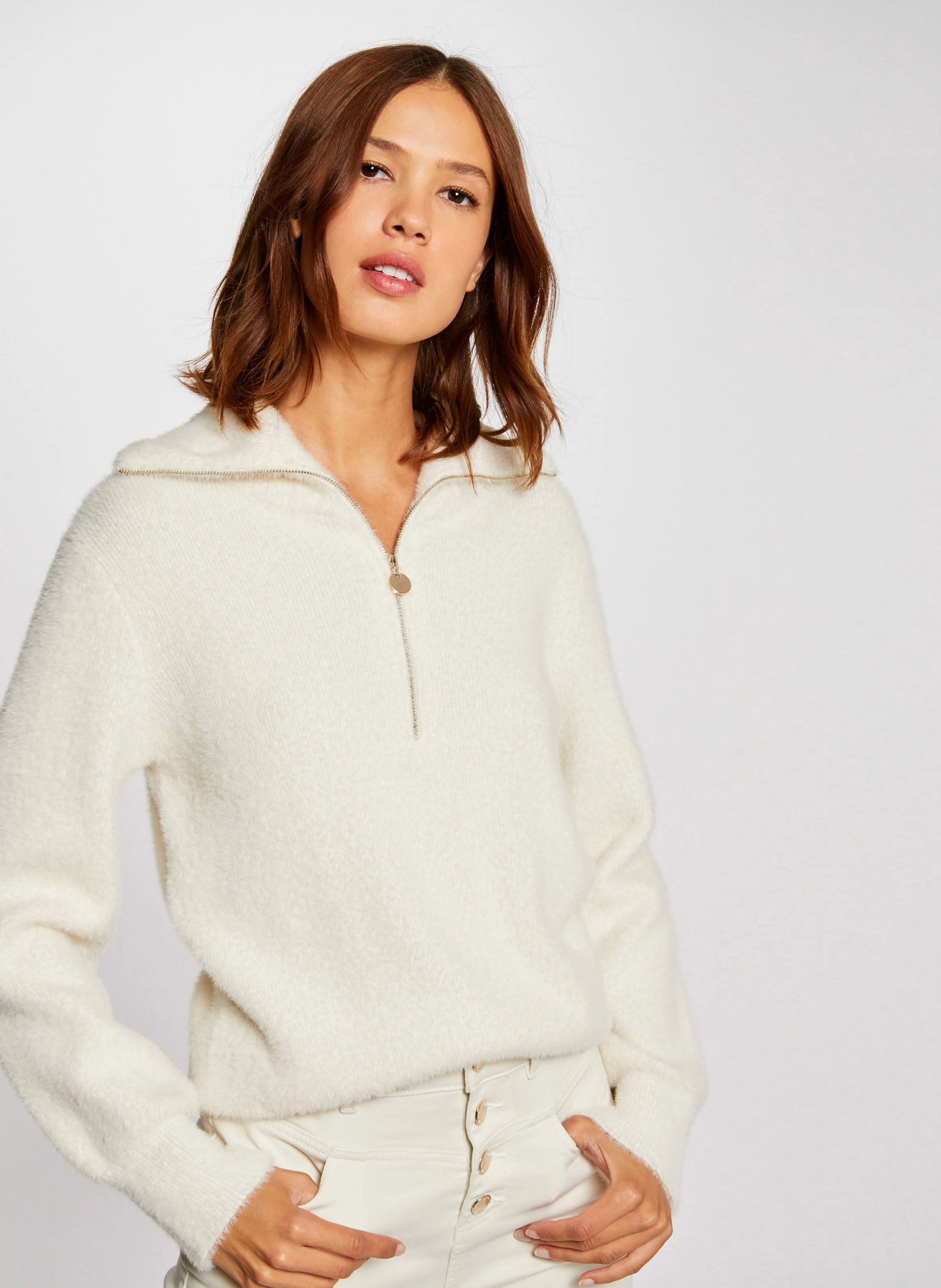MNOVI - Pull col à revers | Beige