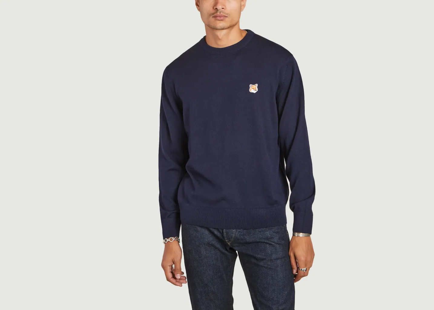 Pullover Fox Head Patch en laine mérinos Maison Kitsuné