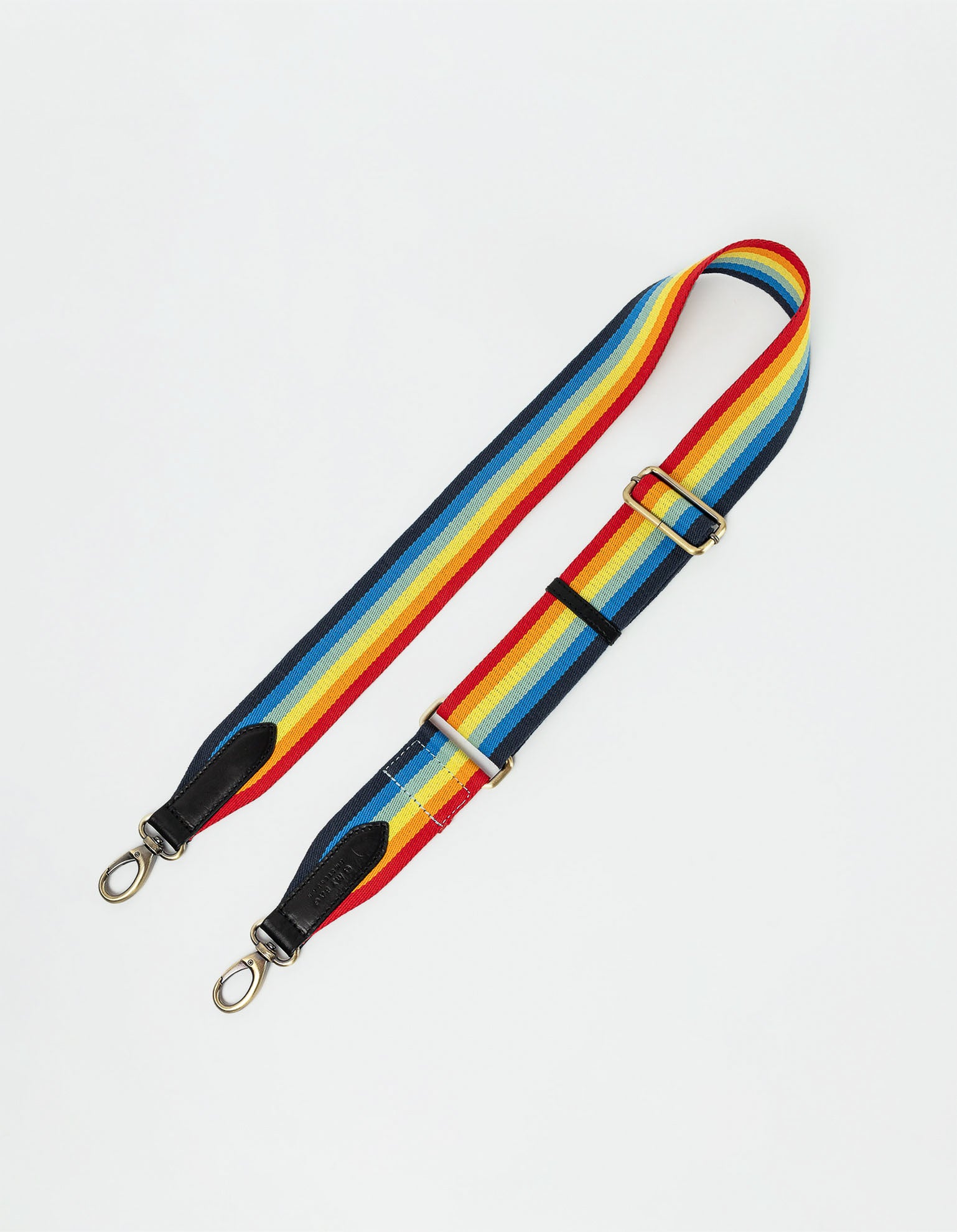 Rainbow Webbing Strap - Multi & Black Classic Leather