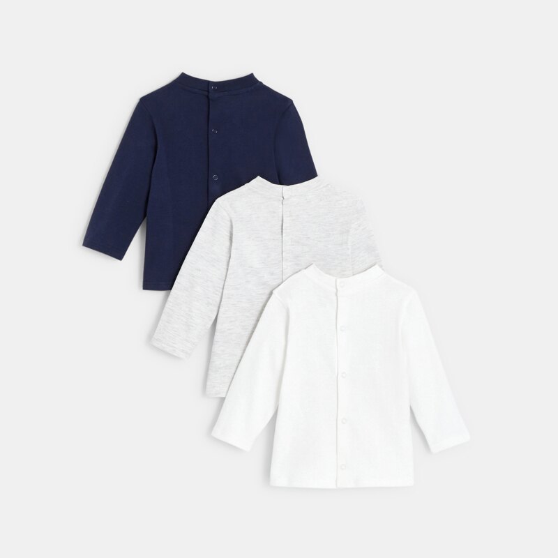 T-shirt uni (lot de 3) bleu bébé garçon Bleu