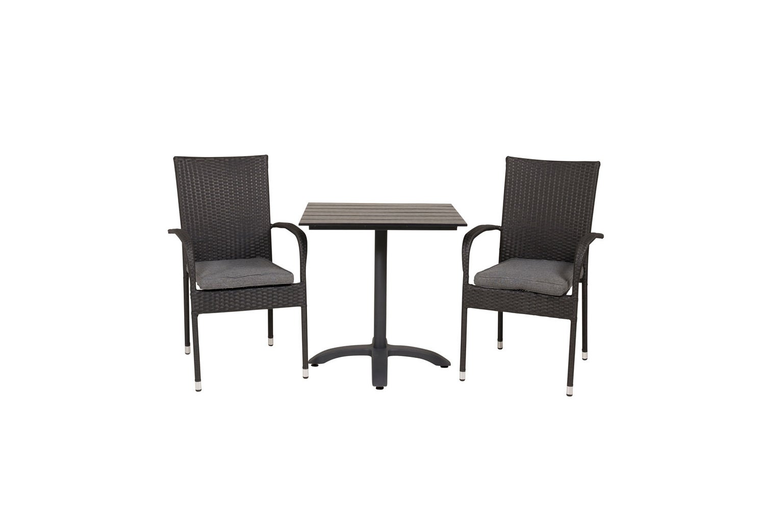 Colorado70*70 tuinset: tafel (70x70cm) en 2 Anna stoelen, zwart. 70 x 70 x 74 cm