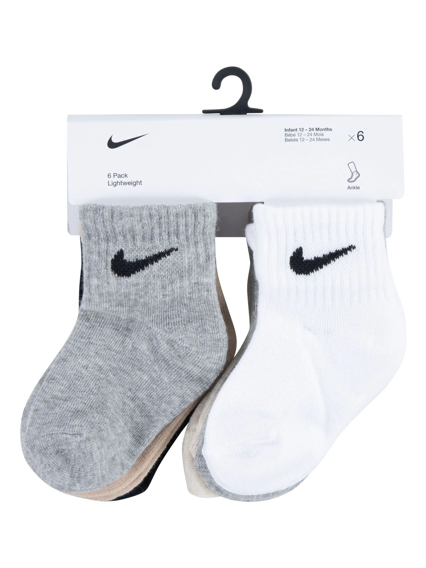 Grijs/zwart - Nike Infant Swoosh set van 6 paar sokken