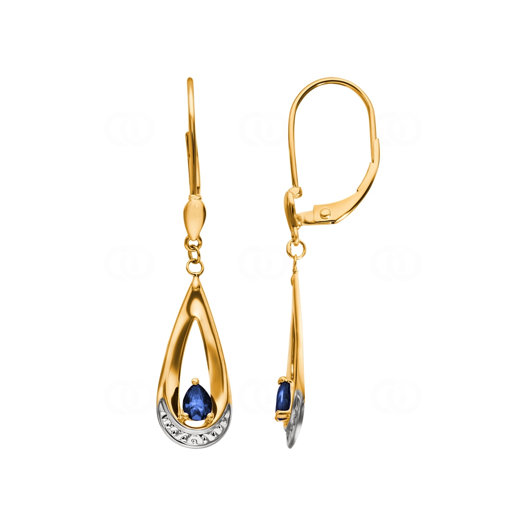 Ohrhänger 750/18 K Gelbgold mit Saphir 0.42ct.