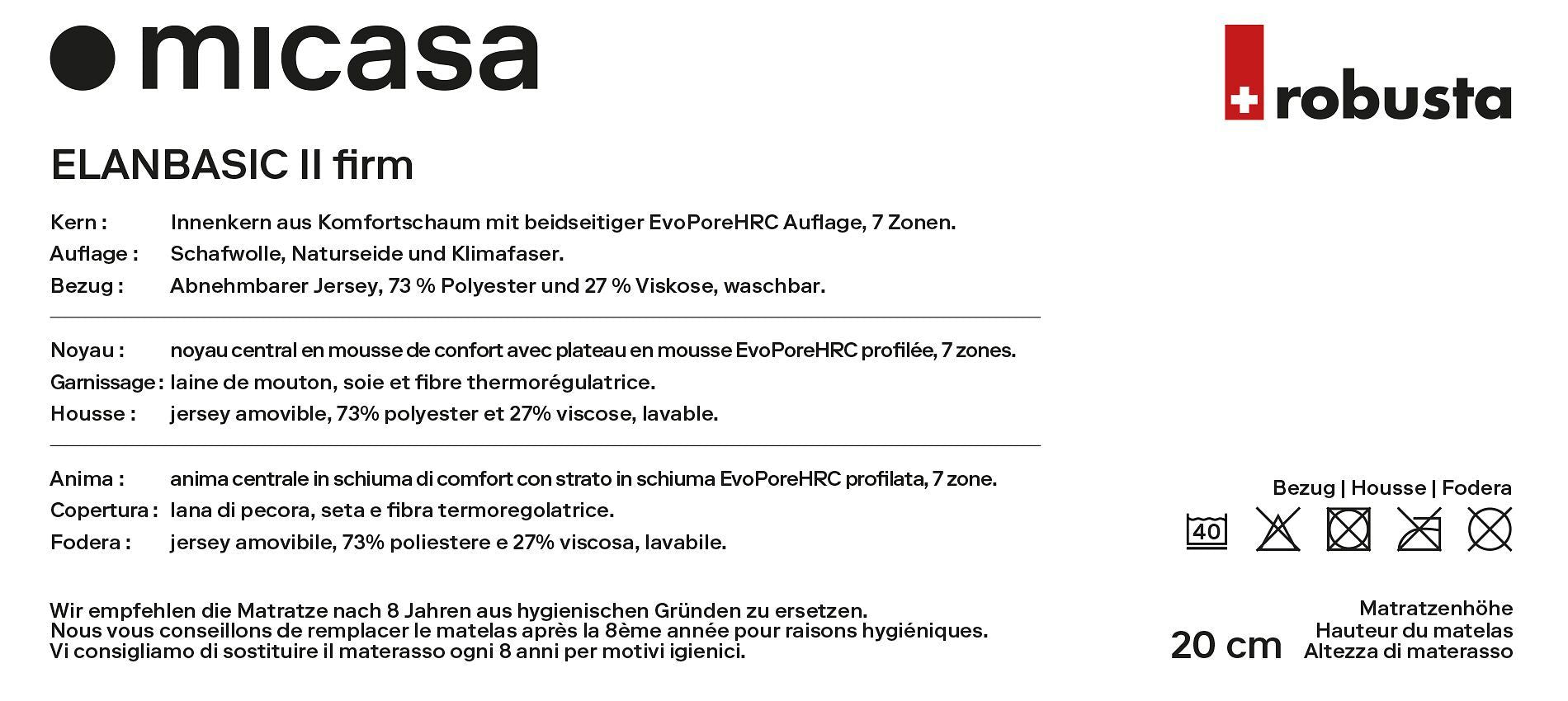 robusta ELANBASIC II firm Matratze - 005