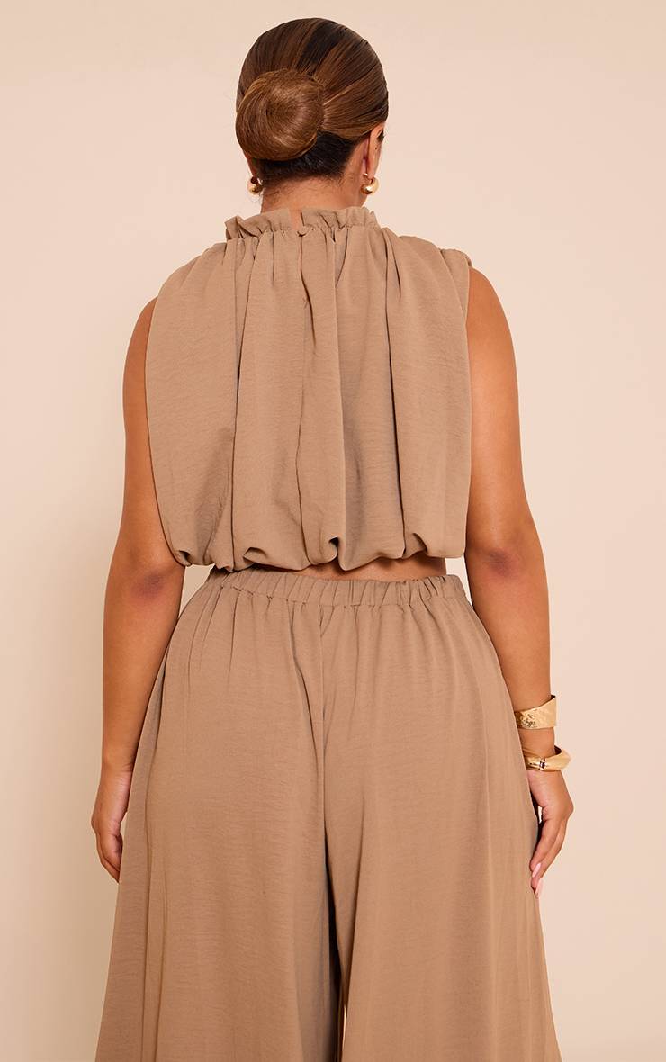Kaki Ensemble Coordonné Blouse Ballon En Satin Martelé Shape