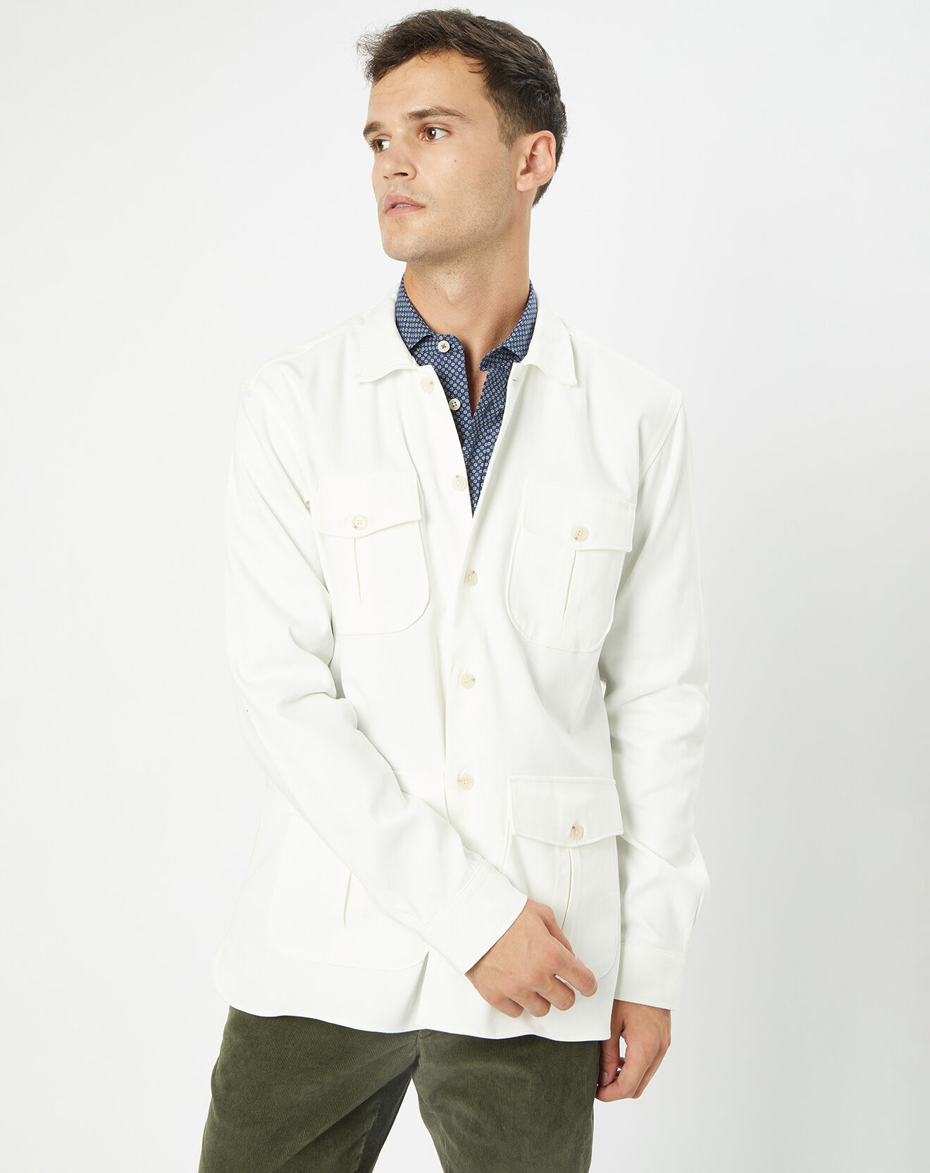 Hackett London Surchemise Double Poche écrue