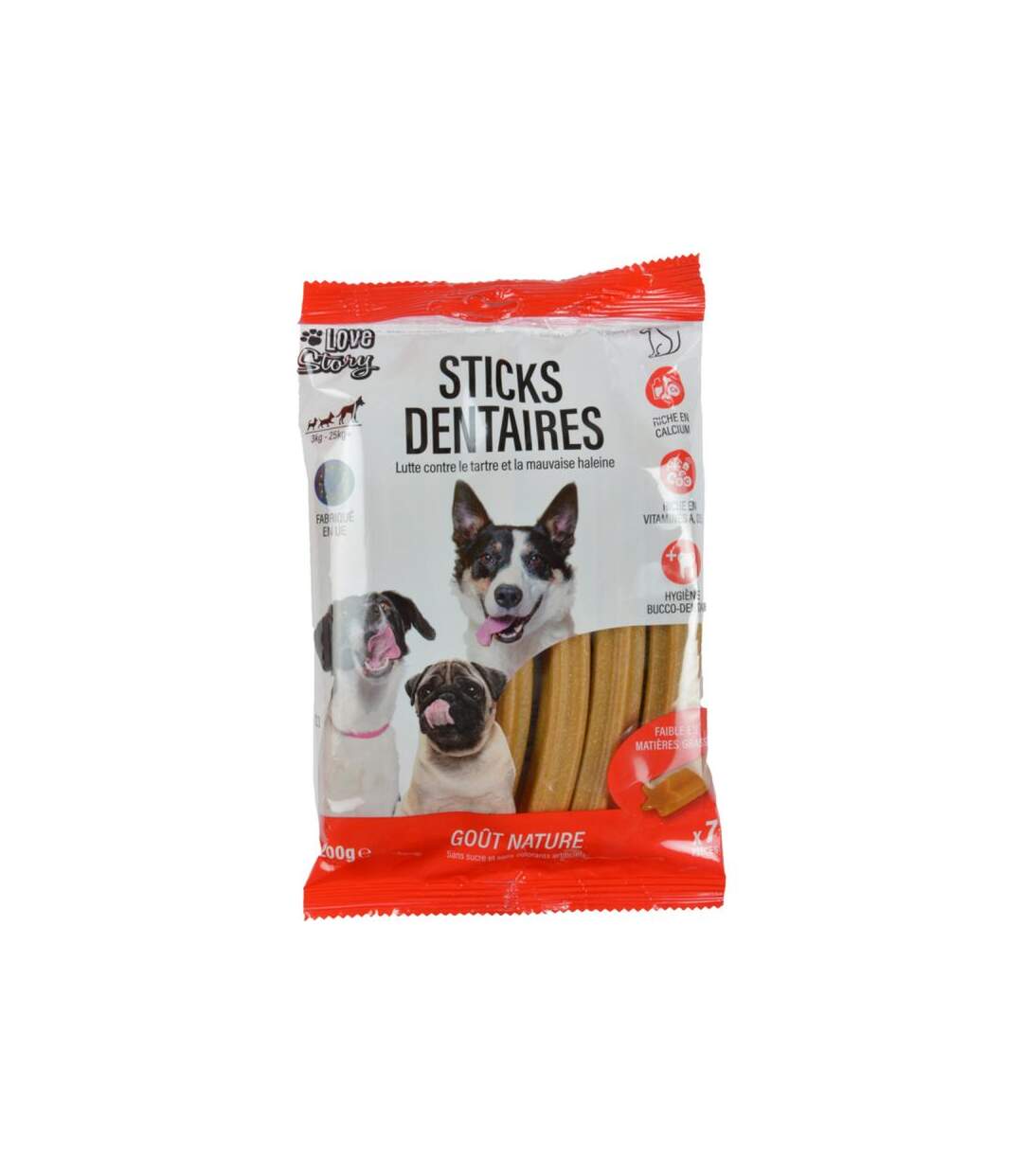 Paris Prix - Lot De 7 Sticks Dentaires Chien goût Nature 200g Beige