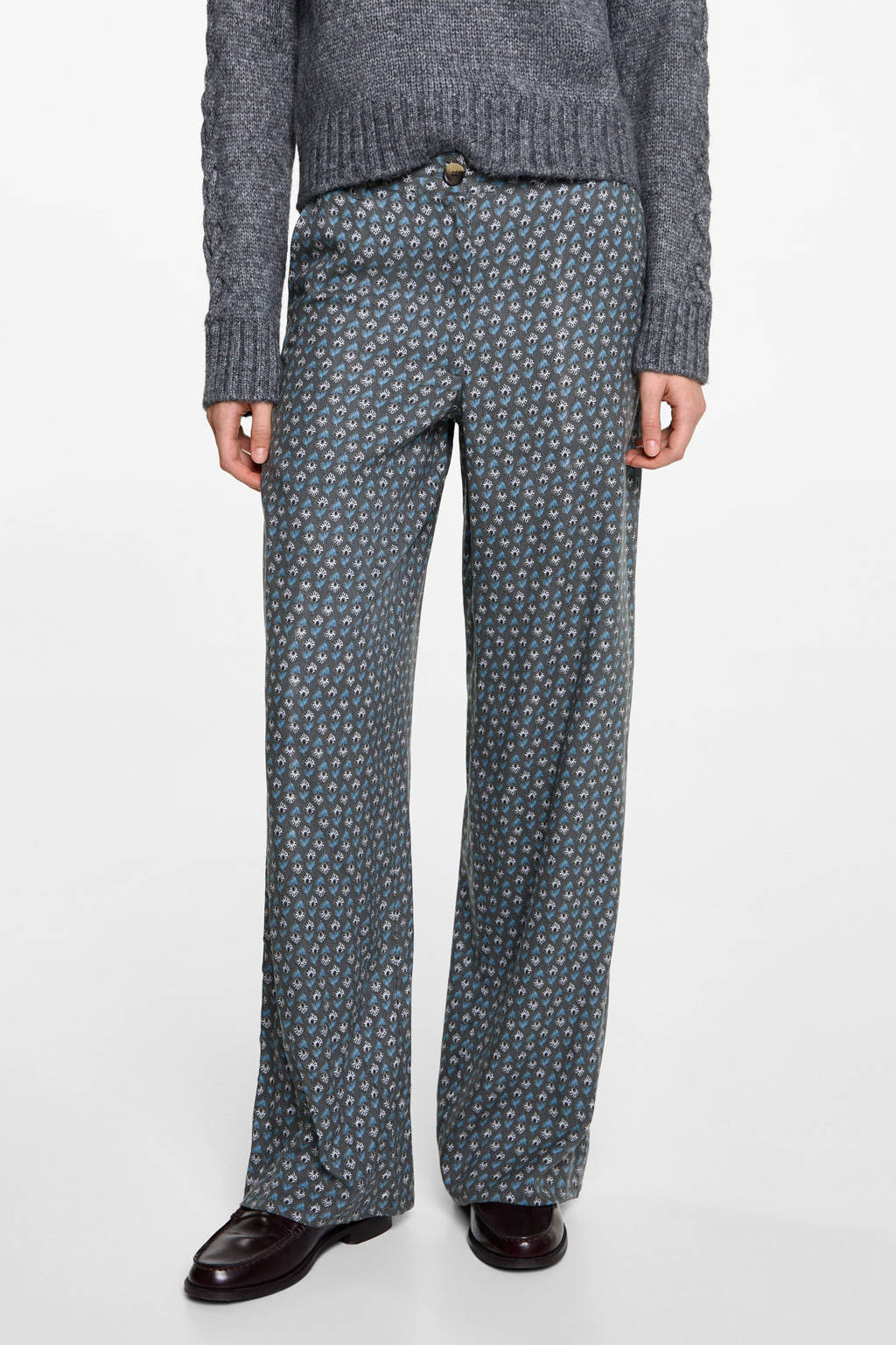 MANGO TEEN wide leg casual broek antraciet