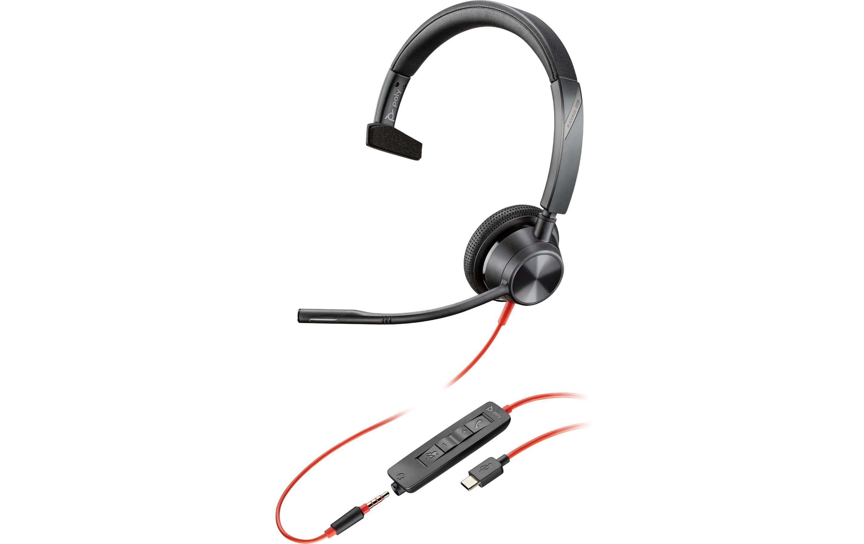 Headset Poly Blackwire 3315 USB-A/C, Klinke, SchwarzSchnurgebundenes Headset von Poly