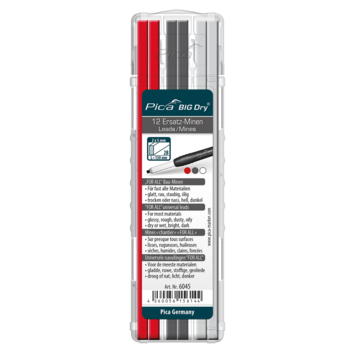 Pica 6045 BIG Dry Navulling grafiet, wit & rood