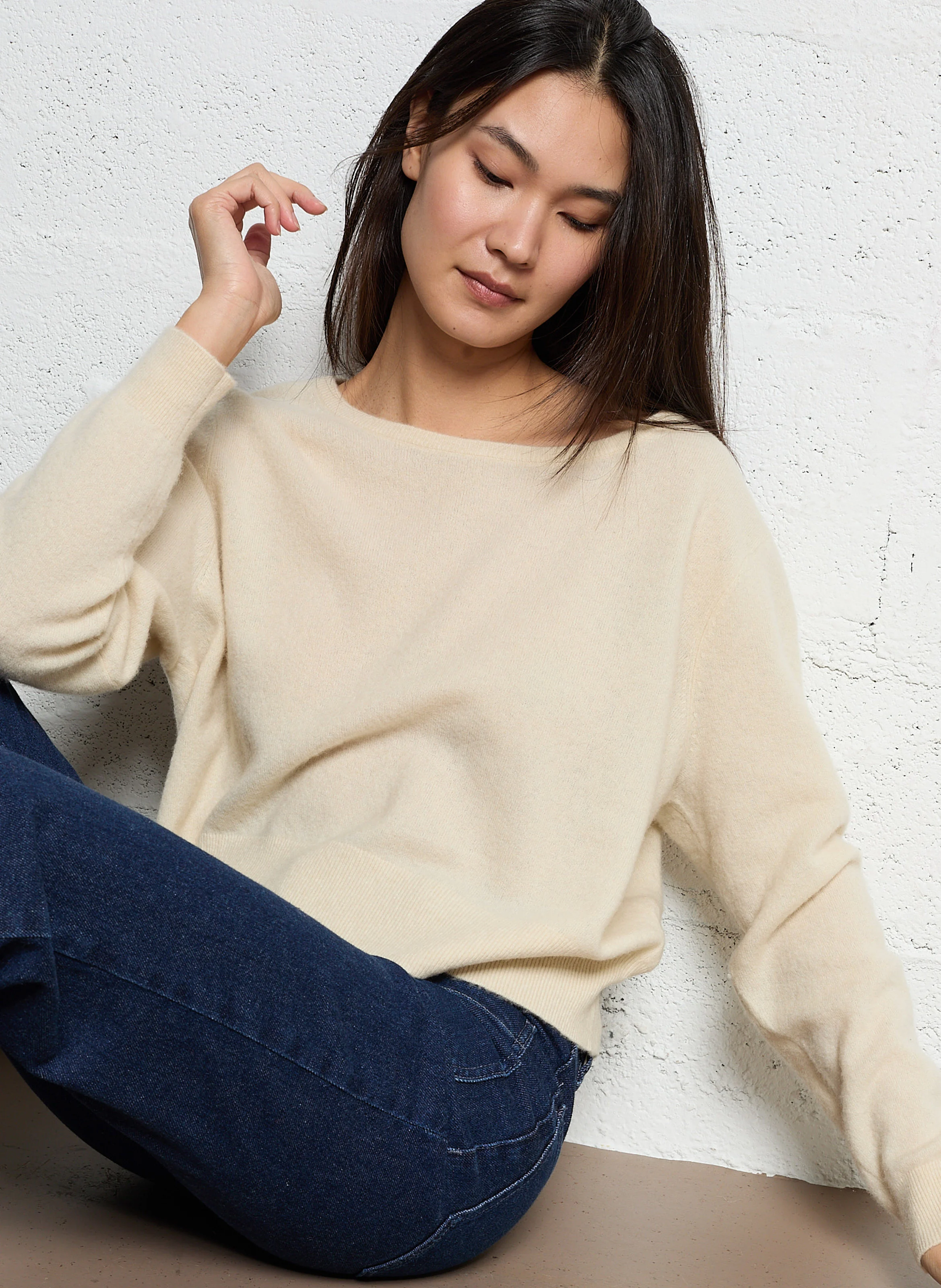 RAXOW - Pull ample en laine mélangée | Beige