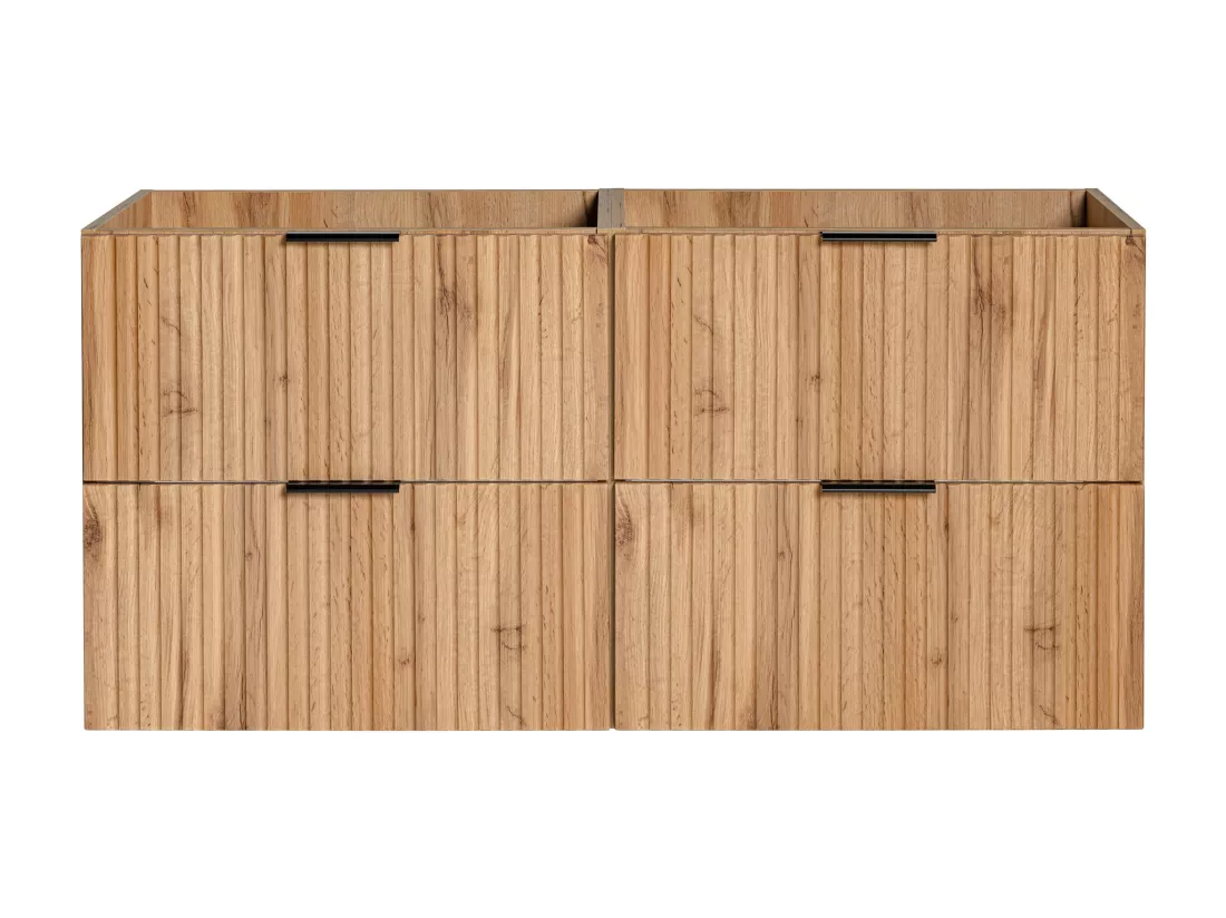 Meuble sous vasque suspendu strié - Naturel clair - L120 cm - ZEVARA