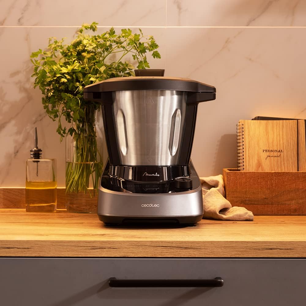 Cecotec Multifunktions-Küchenroboter Mambo 11090 Habana, 1600 W, 37 Funktionen, App, Waage, Antihaftbeschichtete Habana-Kanne und 3,3-Liter-Edelstahlkanne, Spülmaschinenfest, Rezeptbuch und Zubehör