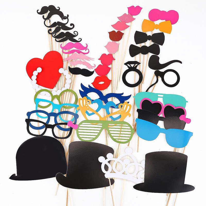 (44er Set) Photo Booth Fotorequisiten Party Foto Accessoires Dekorationen für lustige Bilder - Hochzeit / Geburtstag