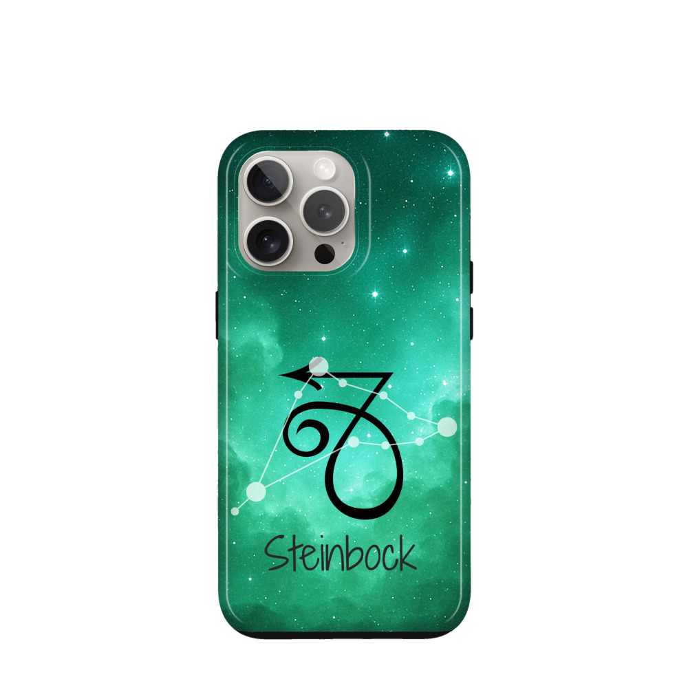 iPhone 15 Pro Max Hybrid (Kunststoff / Gummi) Hülle Steinbock 2 - Grün